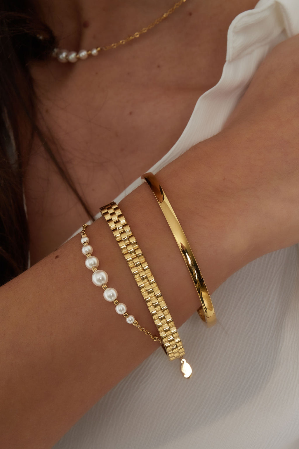 Link bangle bracelet - Silver Color color