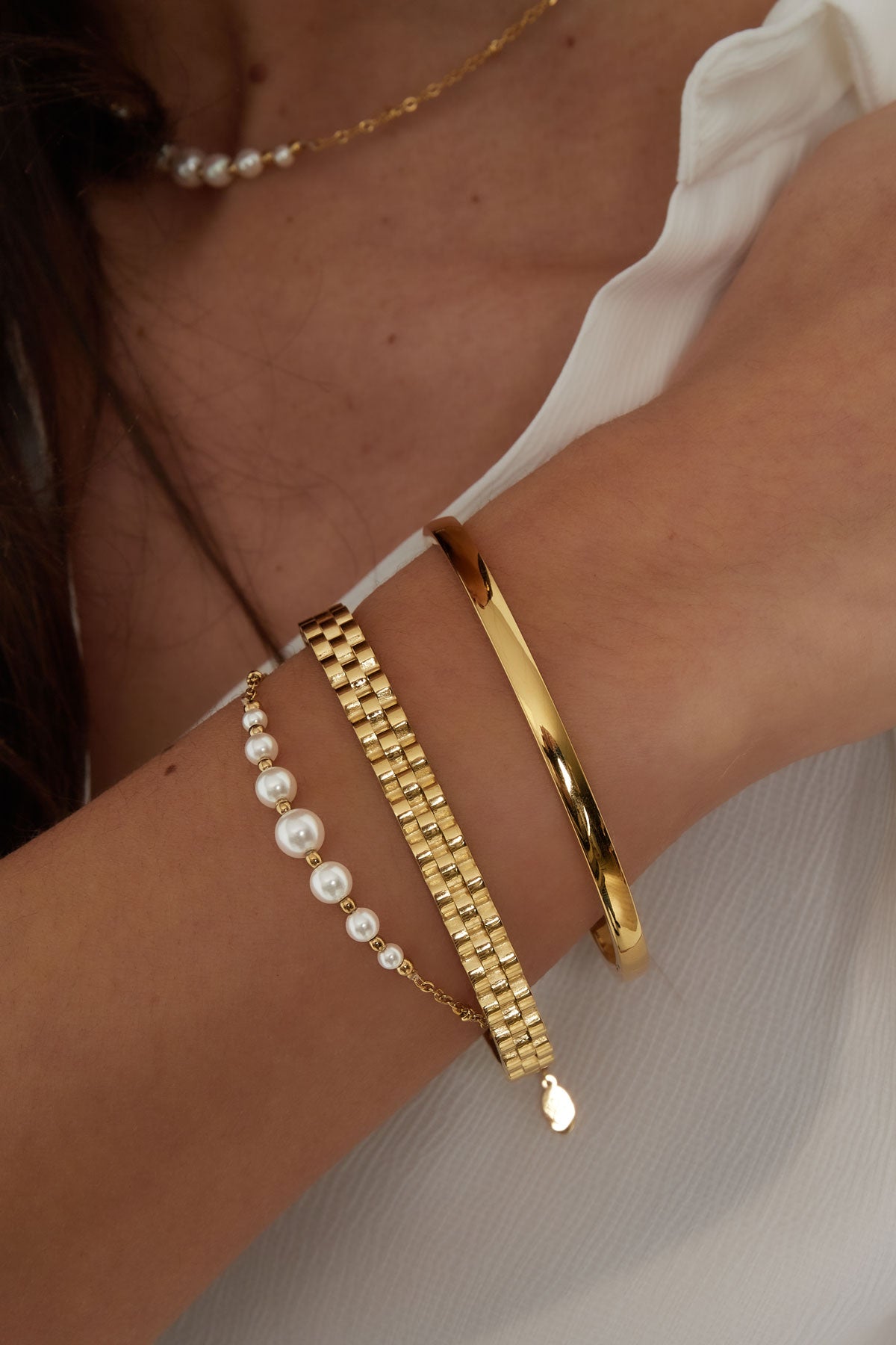 Link bangle bracelet - Silver Color color
