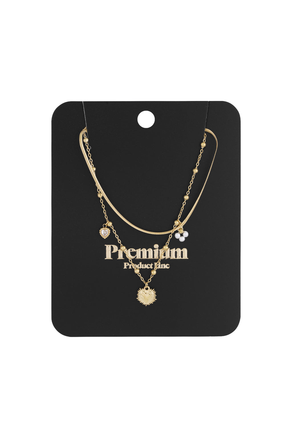 double necklace with heart charm