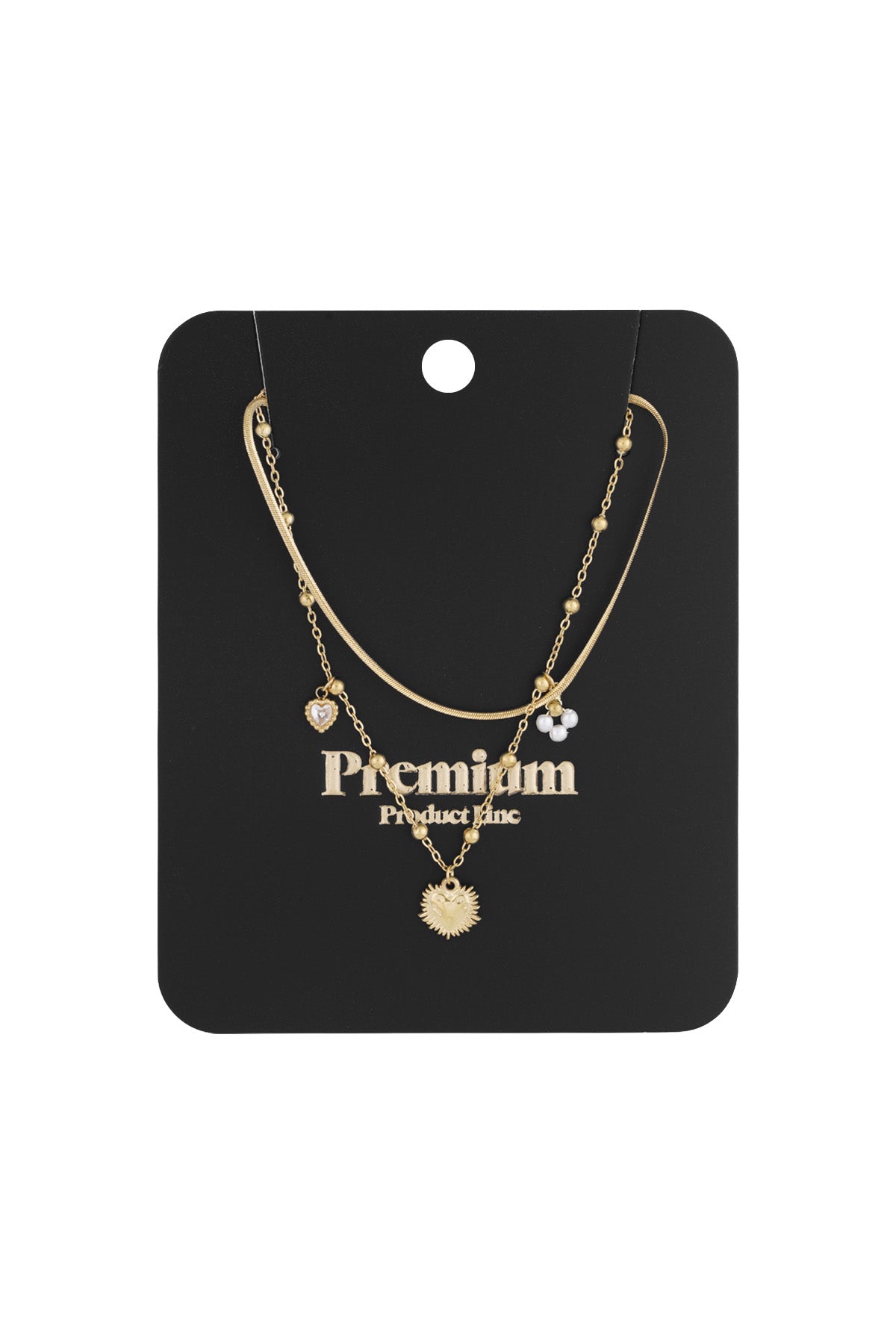 double necklace with heart charm