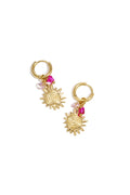 Earrings with sun charm and beads