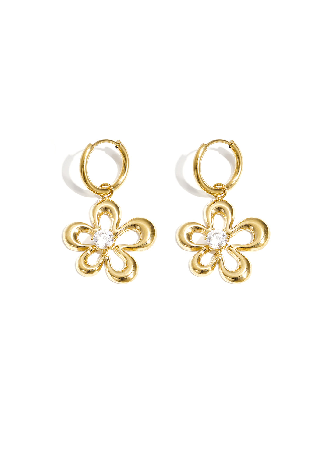 Earrings with coral-shaped flower and stone detail