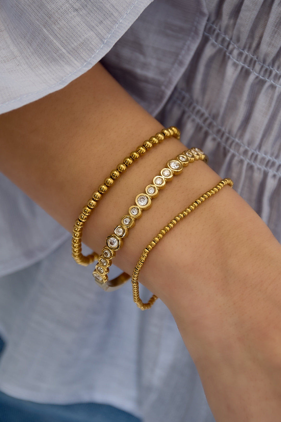 Bangle bracelet round stones